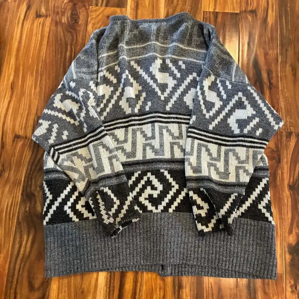 Vintage Bonnie Lee Geometric Patterned Button-down Cardigan Sweater Size‎ 48 - ,